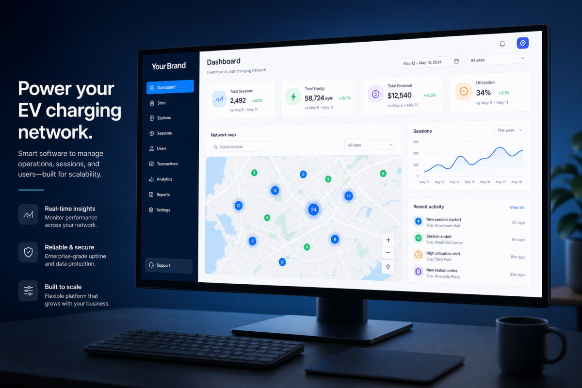 Painel white-label de carregamento EV — Your Brand
